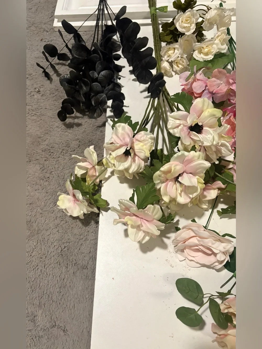 Huge bundle of mixed faux flowers, real touch, silk flowers for crafts, home dec